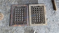 Pair of Antique Cast Iron Heat Duct Grates