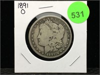 1891-O Morgan Silver Dollar in Flip