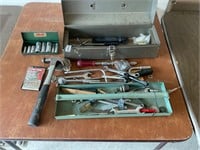 Metal tool box and assorted tools