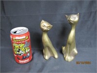 Mid Century Solid Brass Siamese Cats