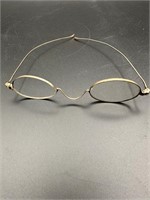 Antique Brass Rimmed Glasses Leather Case