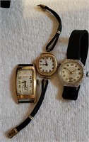 3 vintage watches - Waltham, etc...