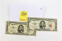 1953 - $5 Red Seal Bill & 1953A $5 Silver