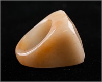 Chinese White & Orange Hardstone Archer's Ring