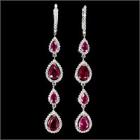 Natural Pear Red Ruby Earrings