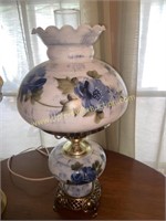 Hand painted blue floral lamp