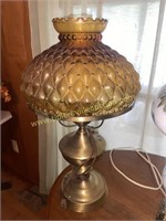 Lamp with amber glass shade