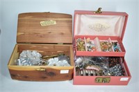 Two Vintage Jewelry Boxes & Jewelry