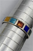 Sterling Silver Inlay Band Ring