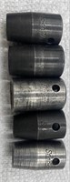 5 SnapOn 1/2 Inch Drive Standard Sockets