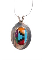 VHC NATIVE AMERICAN STERLING & STONE PENDANT