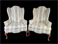 2 EXTRA CLEAN WING BACK QUEEN ANNE CHAIRS