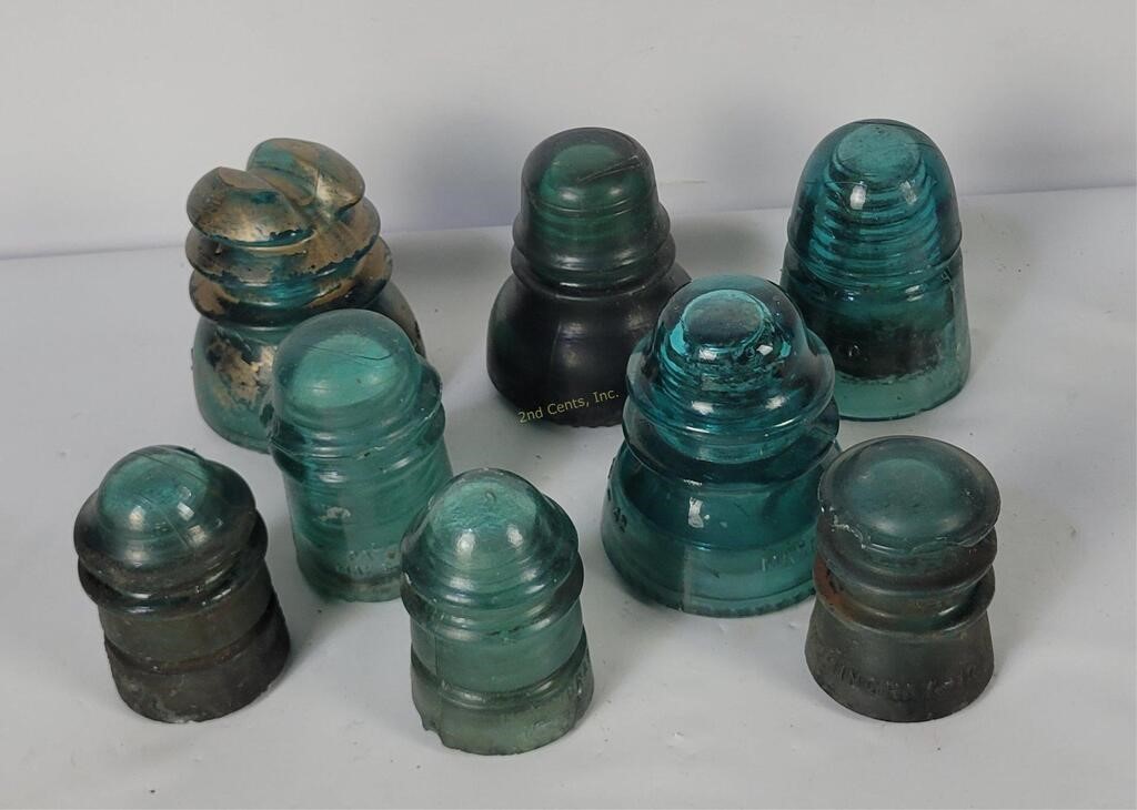 8 Vtg Hemingray Glass Insulators