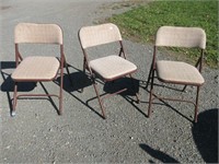 3 FOLDING METAL FRAME CHAIRS