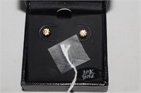 10K Gold Posts & Wing Nut Earrings w/ White Stones