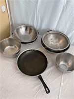 Pots, Pan And Strainers.
