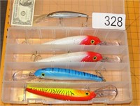 Grouping of  Large Fishing Lures in Tackle Cas
