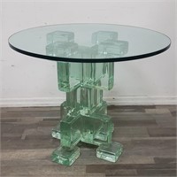 Sculptural glass table base with