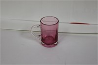 A Cranberry Colour Miniature Glass Mug