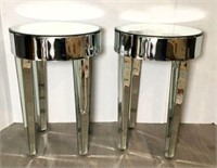 Pair Mirrored Side Tables