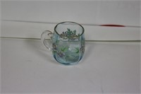 A Miniature Teal Coloured Glass Cup