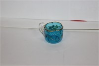 An Unusual Teal Coloured Blue Glass Miniature Cup