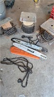 Chainsaw Chains and bars. Rolls of chain