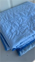 Light blue quilted bedspread - approx full size