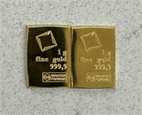(2) 1g GOLD VALCAMBI BARS
