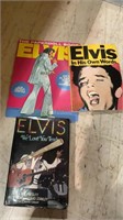 3 vintage Elvis books and a silver plate ink pen -