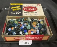 Phillies Cigar Box Full Of Marbles.