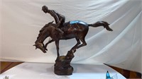 LARGE BRONZE HORSE AND RIDER