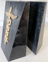 F - PAIR OF STONE BOOKENDS (R7)