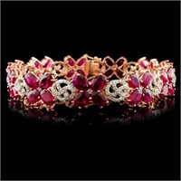 14K Gold 20.68ct Ruby & 1.65ctw Diamond Bracelet