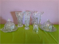 Pressed Glass Covered Dome Butter Dishes ++