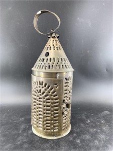 Mexican punch tin candle lantern 14 3/4" tall
