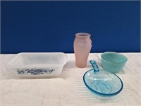 Tiffin Embossed Pink Vase And Others
