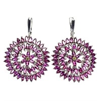 Natural Marquise Rhodolite Garnet Earrings