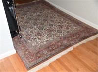Wool Pile Maroon and Navy floral area rug