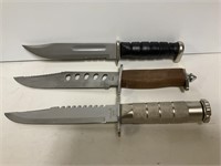 3 Large 7in Blade Knives, Frost, Sharper & ?