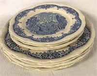 GRINDLEY ENGLAND BKUE AND WHITE PLATE COLLECTION