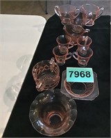 11 pcs Pink Depression Glass-Condition Issues