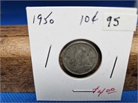1-1950 10 CENT SILVER COIN