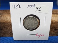 1-1952 10 CENT SILVER COIN
