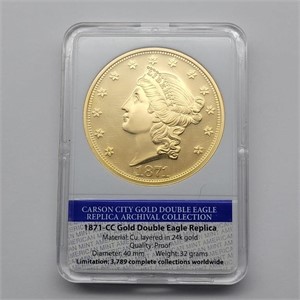 REPRO 1871 CC DOUBLE EAGLE LAYERED 24K GOLD