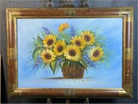 Oil on Canvas -Sunflowers in Basket
