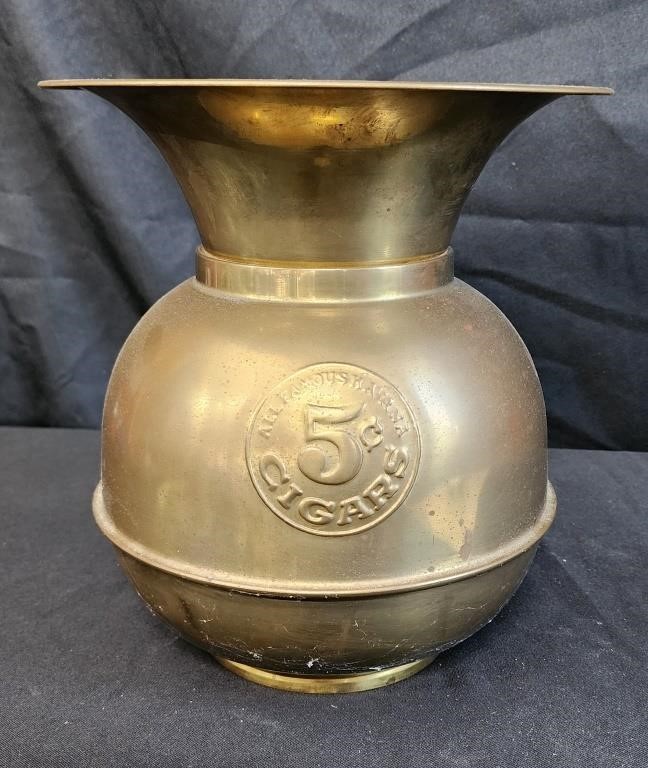 Famous Havana Cigars Brass Spittoon