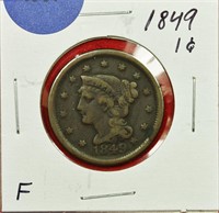 1849 Braided Hair Cent F