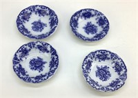 (4)1880’s Libertas Prussia 5.5" flow blue bowls