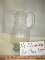 Vintage Mouth Blown Etched Glass 12" Water Pitcher